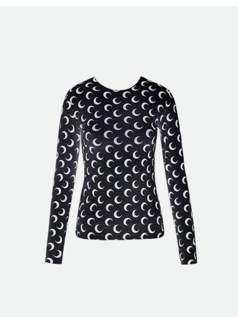 Crescent Moon Print Long Sleeve Second Skin Shirt